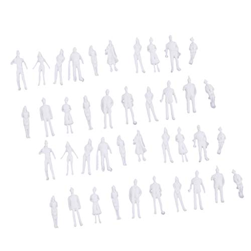 B Blesiya 40pcs Mini Modelos Figura Persona Sin Pintar en Miniatura para Modelismo Layout - Escala HO 1/100 (1.9-2.2cm de Alto)
