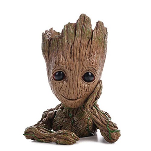 Baby Groot Flower Pot Marvel figura de acción de Guardians of the Galaxy para plantas y plumas Decoración de habitaciones para niños de familia, macetas, regalos para niños (single hand flower pot)