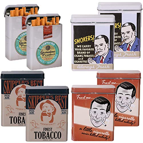Bada Bing Juego de 8 latas para cigarrillos, diseño retro con eslogan, caja rígida de metal, 4 modelos surtidos 61