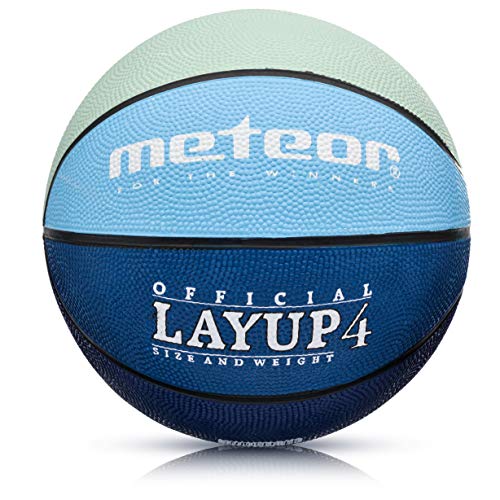 Balón Baloncesto Talla 4 Pelota Basketball Bebe Ball Infantil Niño Balon Basquet - Baloncesto Ideal para los niños y jouvenes para Entrenar y Jugar - Tamaño 4 Layup (#4, Gris/Azul)