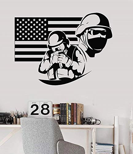 Bandera americana soldado estudiante militar americano patriota vinilo pared pegatina | utensilios de cocina arte de pared en cocina restaurante nevera decoración