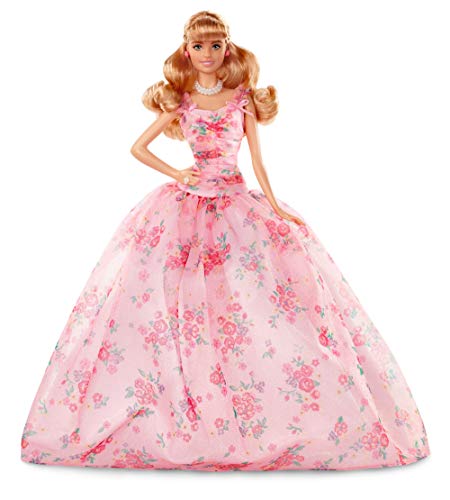 Barbie Collector, Muñeca Feliz Cumpleaños rubia con accesorios (Mattel FXC76)