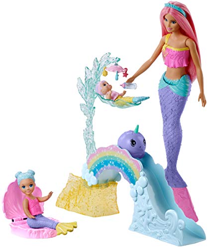 Barbie Dreamtopia Muñeca Sirena con bebés y accesorios (Mattel FXT25)