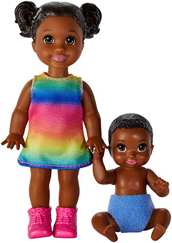 Barbie Skipper Figura de Niño Pequeño y Bebé Muñecas Skipper Canguro de Bebés de Barbie, Conjunto de 2 Hermanos (Mattel GFL33) , color/modelo surtido