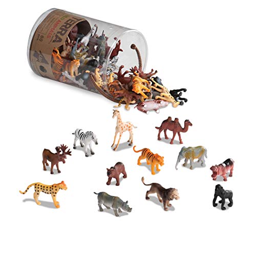 Battat AN6004Z Terra - Figurines juguetes de animales salvajes en un tubo para niños de 3+ años, 10.16 cm x 10.16 cm x 13.97 cm, 60 piezas