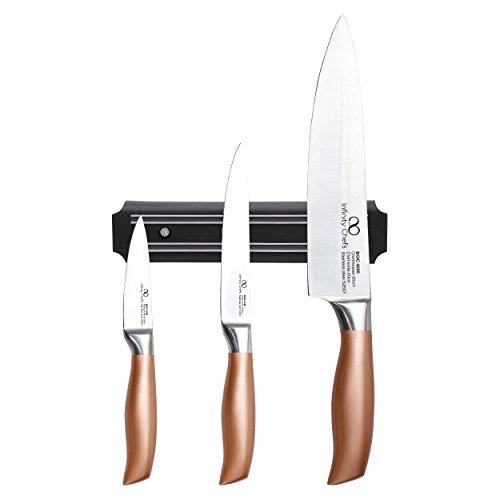 Bergner Infinity Chef Set de Cuchillos y Barra magnética, Acero Inoxidable, Bronce, 20 cm