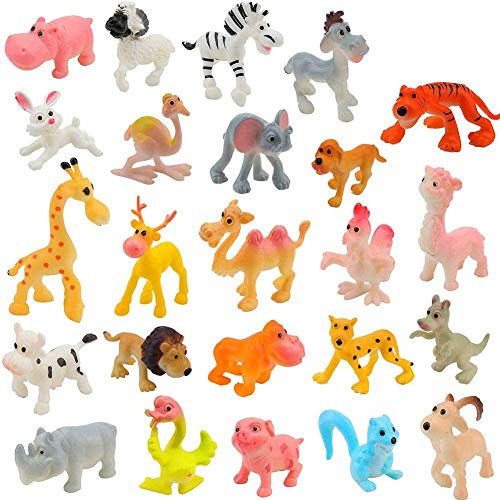 BESTZY Figuras de Animales 24Pcs Mini plástico Animales de Granja y Animales Salvajes de la Selva Juguetes Figuras para niños Aprendizaje Playset Educativo Favores de Fiesta Regalos