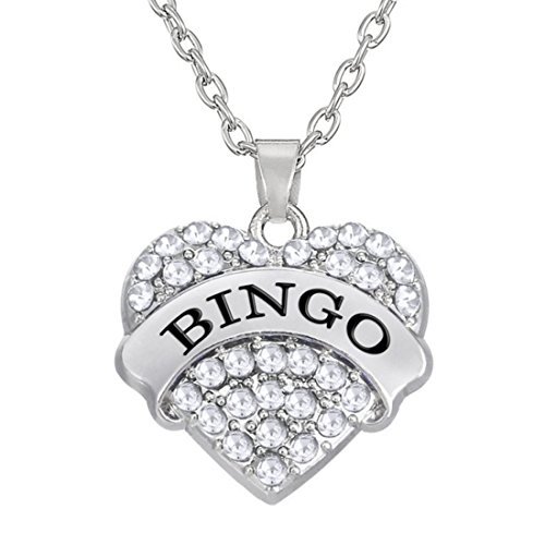 Bingo Gift Bingo Jewelry - Collar con colgante de corazón de cristal