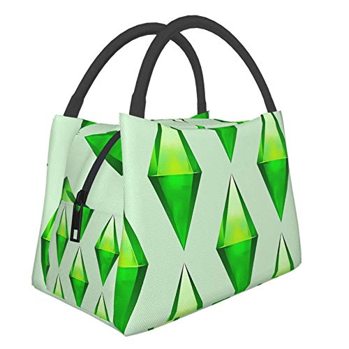 Bolsa de almuerzo reutilizable con aislamiento, bolsa de almuerzo duradera de The Sims Plumbob, bolsa de picnic ligera de gran capacidad, bolsa de aislamiento portátil para hombres y mujeres