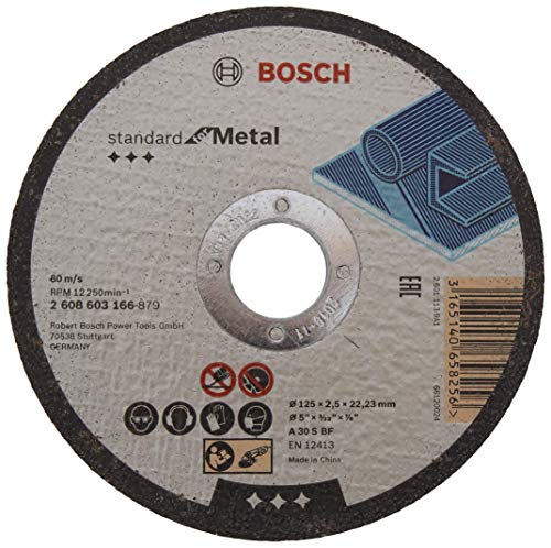 Bosch 2 608 603 166 - Disco de corte recto Standard for Metal - A 30 S BF, 125 mm, 22,23 mm, 2,5 mm (pack de 1)