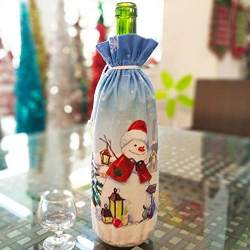 Botella de Vino de Navidad Cubierta de suéter Vestido Bolsas de Botella, Decoraciones navideñas Venta para Decoraciones de Fiesta de Restaurante de Hotel - Diseño de Alce de muñeco de Nieve