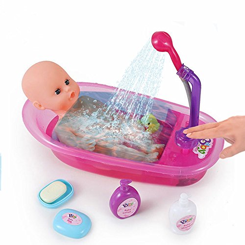 ❀ Brigamo interactif Poupées Baignoire avec douche, qui fonctionne avec bébé Bain Poupée et Accessoires ❀