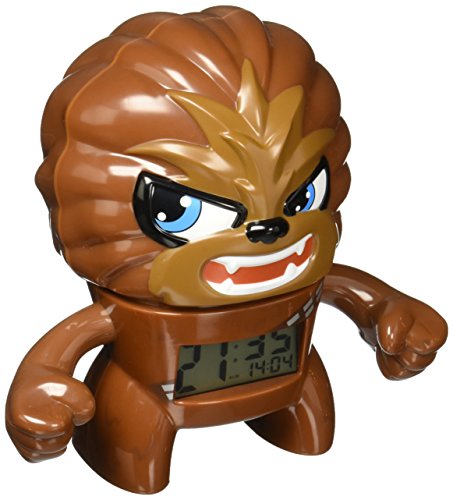 BulbBotz Star Wars Chewbacca - Reloj despertador con luz para niños, color marrón y negro, plástico, 7,5 pulgadas de alto, pantalla LCD, para niño y niña, oficial