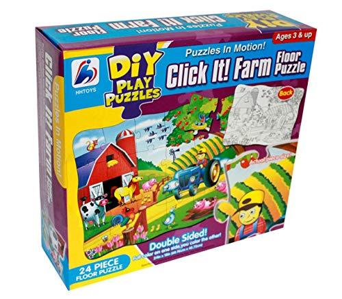 BULLYCAN - Puzzle Rompecabezas Infantil de Suelo a Color 2 en 1, Monta y Pinta, 24 Piezas de Animales 60 x 46 cm.