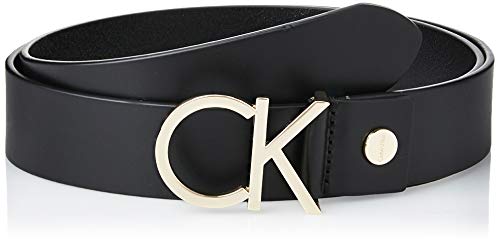 Calvin Klein CK Adj.Logo Belt 3.5cm Cinturón, Negro (Black Leather & Light Gold Buckle 910), 110 (Talla del fabricante: 95) para Mujer