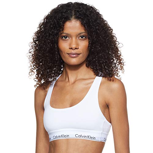 Calvin Klein Modern Cotton-Bralette Sujetador, Blanco (White 100), L para Mujer