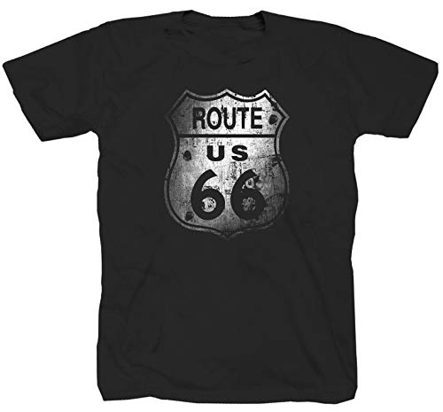 Camiseta de motorista Route 66, Estados Unidos, Chopper California, Las Vegas America Texas, color negro Negro M