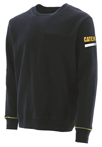 Caterpillar CAT Workwear - Suéter de trabajo para hombre, algodón, cuello redondo, color negro