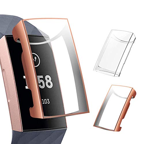CAVN Compatible con Fitbit Charge 3 / Charge 4 Protector de Pantalla Estuche [2 Paquetes], TPU Cubierta Completa del Protector de Pantalla A Prueba de arañazos Protector Parachoques Shell