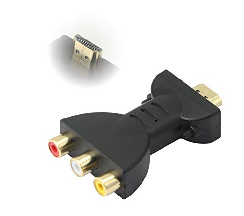 CERRXIAN HDMI-3RCA, Adaptador HDMI-AV, Adaptador de Video AV (Rojo, Blanco, Amarillo), Adaptador HDMI a 3RCA Dorado