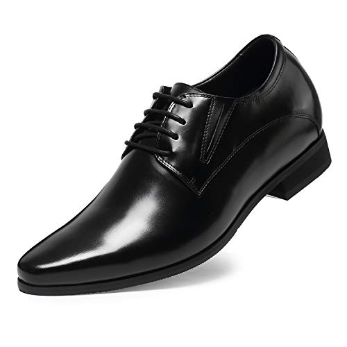 CHAMARIPA Elevator Height Increasing Shoes H62d11k011d - Zapatos Planos con Cordones Hombre, Color Negro (41, Negro)