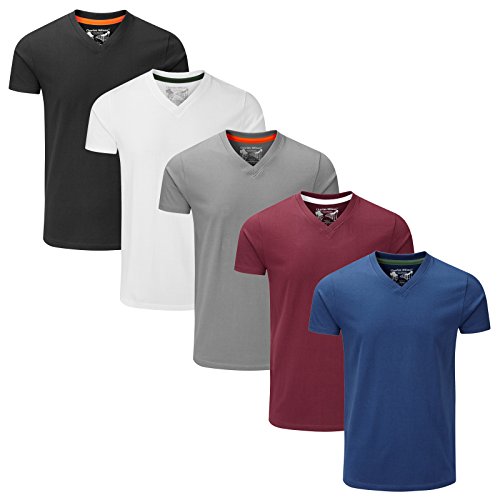 Charles Wilson Paquete 5 Camisetas Cuello Pico Lisas (X-Large, Essentials Type 22)