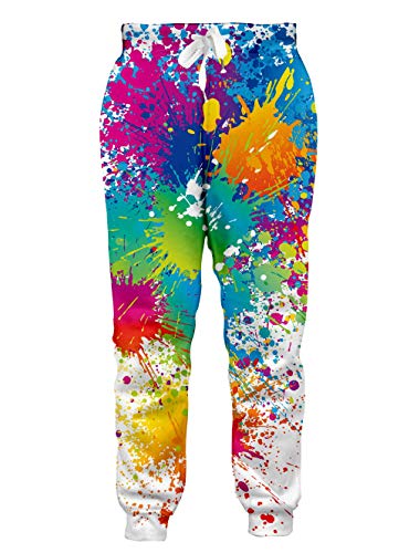 chicolife Mujeres de los Hombres de Pintura de Colores Impresas en 3D Pantalones Basculador Ocasionales de los Deportes de Gimnasia Pantalones de chándal gráficas con cordón Bolsillos XX-Large