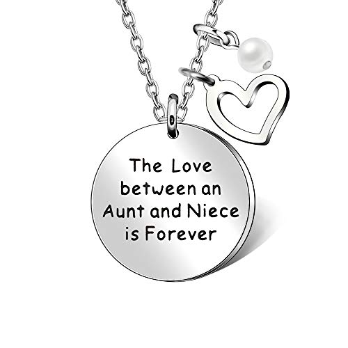 Collar con colgante de corazón con perla de tía y sobrina – El amor entre tía y sobrina es siempre