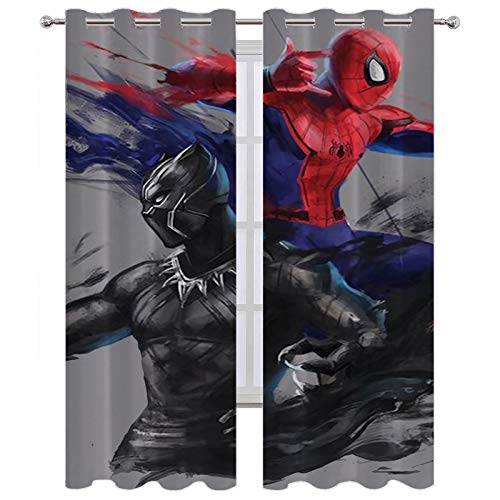 Cortinas para puertas correderas de cristal con diseño de Spiderman negro y tinta de pantera aislante, cortinas opacas (160 x 115 cm)