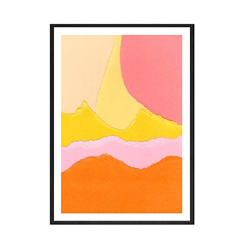 Cuadro de lienzo de arte de pared amarillo y naranja abstracto nórdico, póster y edición, pintura de lienzo sin marco para el hogar A 60x80cm
