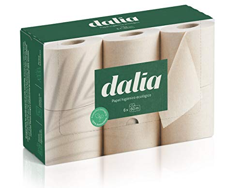 "Dalia - Caja de 6 rollos ultralargos (60m) de papel higi nico ecol gico, sin blanquear"