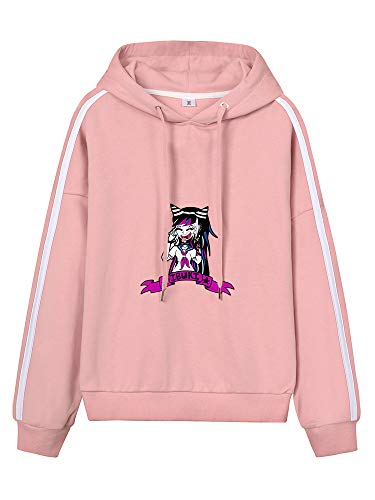 Danganronpa Pullover Sudaderas Populares Pullover Camiseta Larga de la Manga de Las Mujeres Ocasionales Mangas rayadas Elegantes Unisex (Color : Pink04, Size : Height-170cm(Tag M))