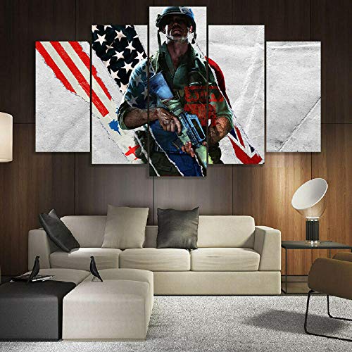 DBFHC 5 Pieza Call of Duty Black Ops Cold Enmarcado Pintura De Arte150X80 Cm 5 Pieza De Lienzo Mural Fotos para Salon Dormitorio Baño Comedor Regalo