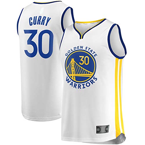 DENGPAO Camiseta blanca Stephen Curry de manga corta Golden Clothing State Warriors #30 Fast Break Jugador Jersey de la Asociación Edición-M
