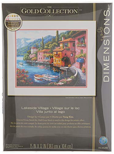 DIMENSIONS Gold Collection Lakeside Village Counted Cross Stitch Kit-15"X12" 16 Count
