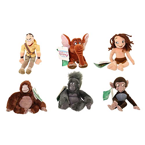 Disney Rare Tarzan Plush Bean Bag Complete Set with Kala, Terk, Tantor, Baby Baboon, Baby Young Tarzan, Clayton Mint with Tags