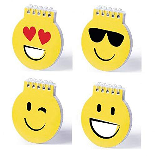 DISOK Lote de 20 Libretas Emoticonos Emojis - Libreta de Divertidos diseños Emoji en Llamativo Color Amarillo para los colegios. Material Divertido para Clase. Bloc Notas Emoji