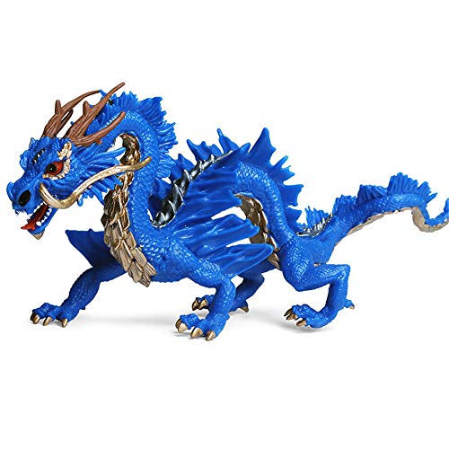 DIYARTS Juguete del Dragón Chino Modelo de Animal de Simulación de Estilo Oriental Tradicional Extra Grande para decoración del Hogar O Niños Jugando (Blue)