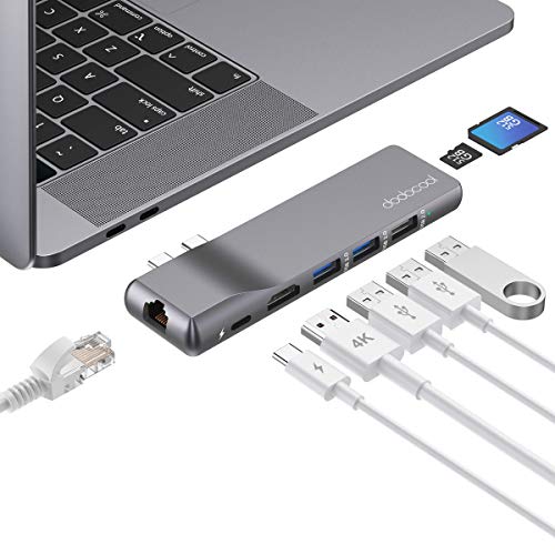Dodocool Adaptador USB C con Gigabit Ethernet, 4K HDMI, 100 W PD, 2 USB 3.0, USB 2.0, Lector de Tarjetas SD/TF, Thunderbolt 3 Hub para MacBook Pro 2020/2019/2018/2017/2016, MacBook Air 2020/2019/2018