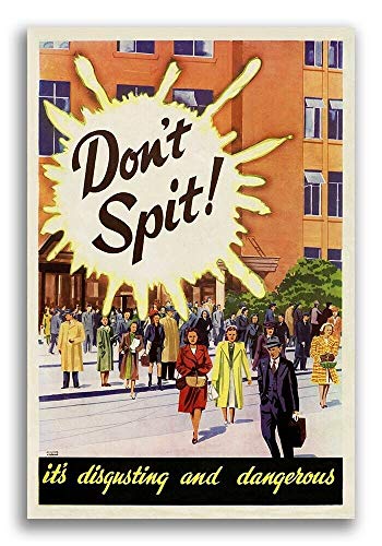 Don't Spit! It's Disgusting and Dangerous 1940S Unusual Health Poster Art Wall Decoration Metal Sign 8X12 Inch