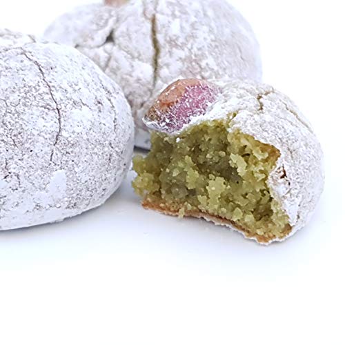 Dulces de almendra siciliana con pistacho, en confección ahorro (kg.1). RAREZZE: productos típicos, cannoli, pasta de almendra, cassate de pastelería artesanal siciliana