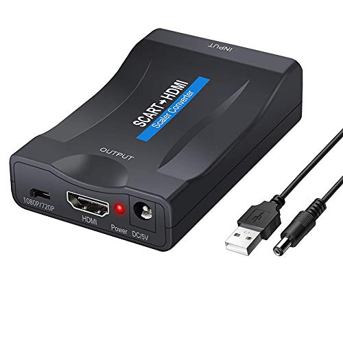 EasyULT Convertidor de SCART a HDMI, Adaptador de Audio de Video Estéreo HD Compuesto para Sky, HD, BLU Ray, DVD, PS3, TV(1080p 60HZ)