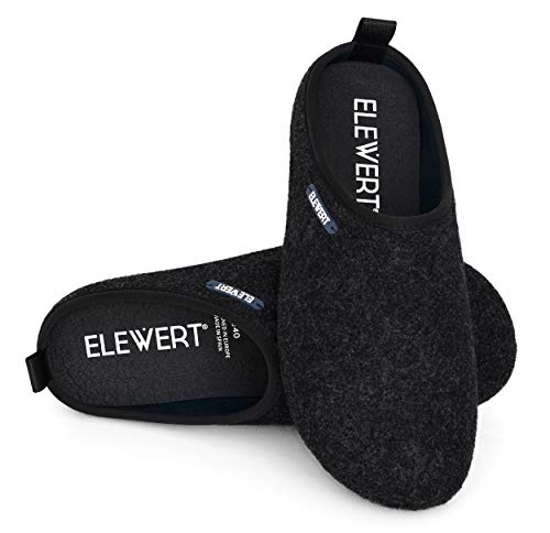 ELEWERT® - NATURAL-W1BLACK- Zapatillas para casa, Confort, Unisex, Interior, Exterior, Suela de Caucho, Plantilla extraíble reciclada, Designed IN Europe, Made IN Spain. Talla 40