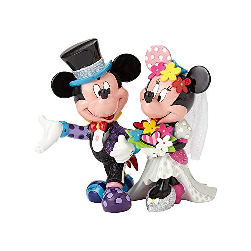 Enesco Disney Britto Figurita Mickey Y Minnie Mouse Figura Novio, Resina, Multicolor, 17x17x19 cm