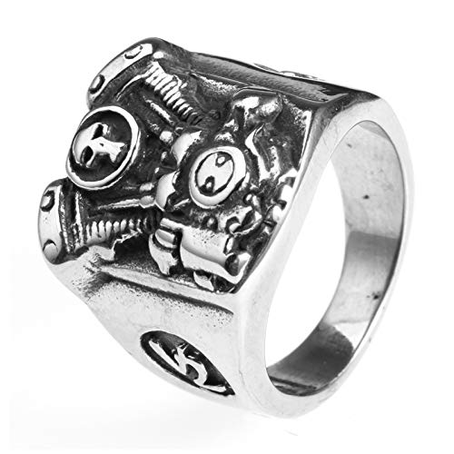 EzzySo Robot Motor Ring, Joyas de Anillo de Hombre de Acero Inoxidable Europeo y Americano de Acero Inoxidable (2 PCS),13