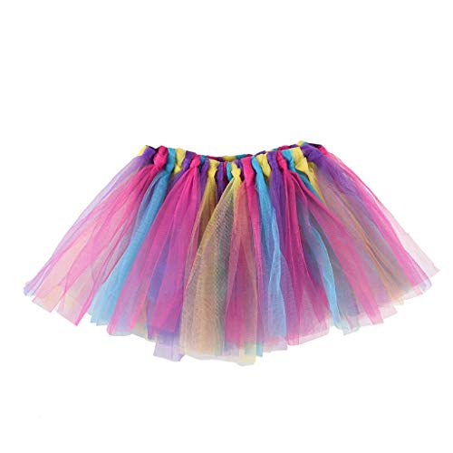 Falda del Tutu para Niña,SHOBDW Niños Bebé Regalos de Cumpleaños Elasticidad Fluffy Layered Rainbow Mini Pettiskirt Ballet Falda Fiesta de Regalo de Cumpleaños de Lujo Traje de Baile(C)