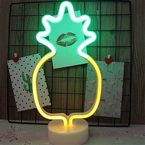 Fantes Luces de noche LED de neón decorativas, funciona con pilas, lámpara de escritorio LED para sala de estar (piña)[Clase de eficiencia energética B]