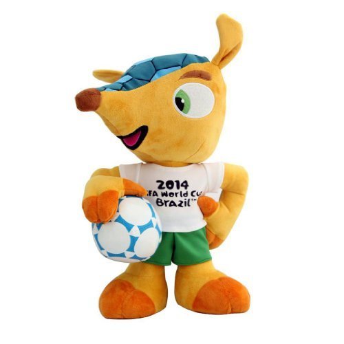FIFA - Peluche de fuleco de 40 cm con pelota debajo del brazo la mascota oficial de la copa mundial de la fifa 2014 brasil