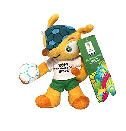 FIFA - Peluche de fuleco de de 13 cm con pelota debajo del brazo con llavero la mascota oficial de la copa mundial de la fifa 2014 brasil