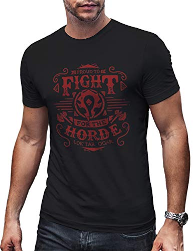 Fight for The Horde Wow Gamer Shirt Warcraft Gift for Nerds Geeks Hombre X-Large